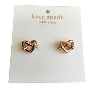 Kate Spade Loves Me Knot Heart Stud Earrings - ROSE GOLD with Dust Bag